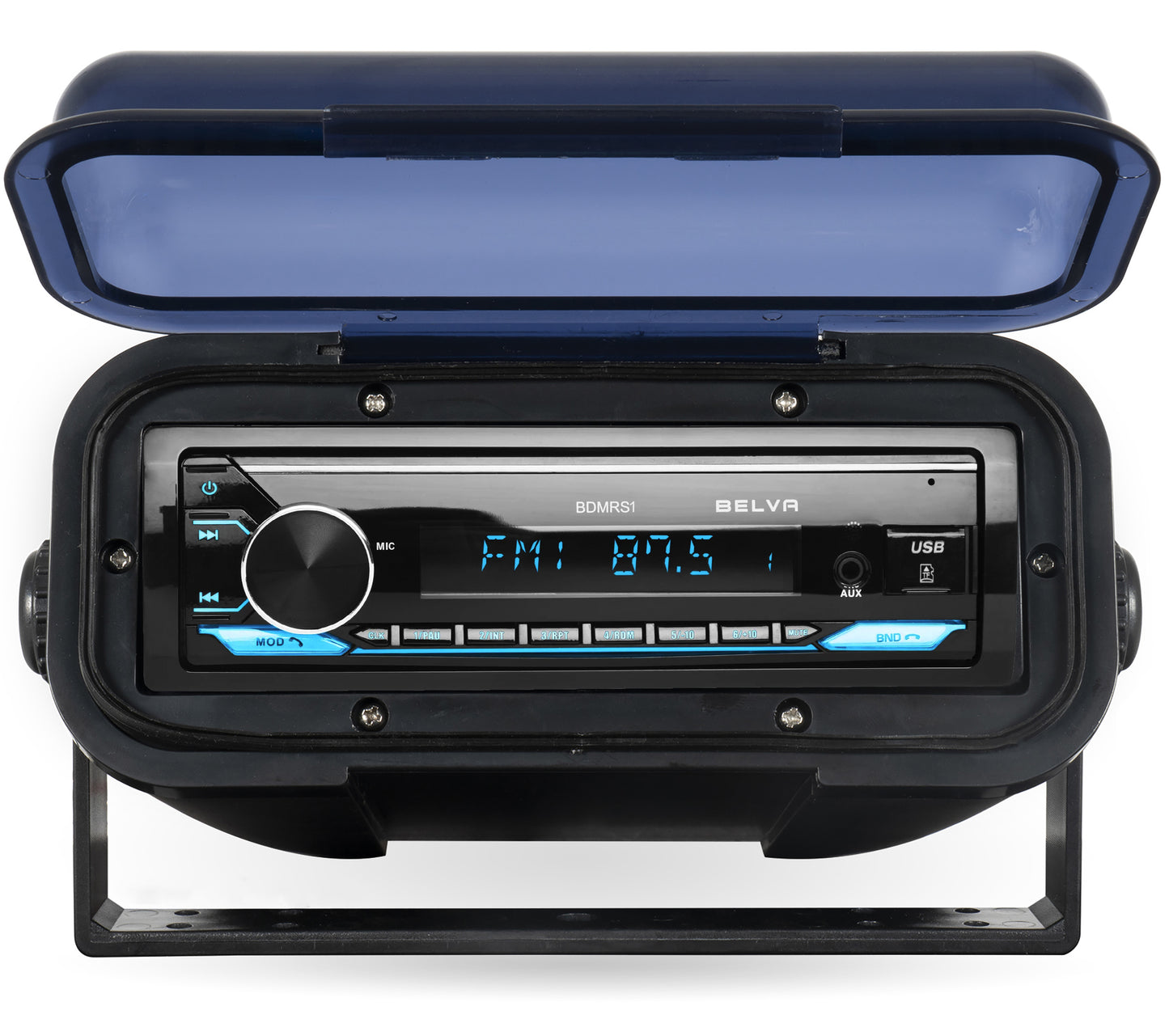 BMRC7B | Flip-up Fully Enclosed Black Marine Stereo Splash Guard