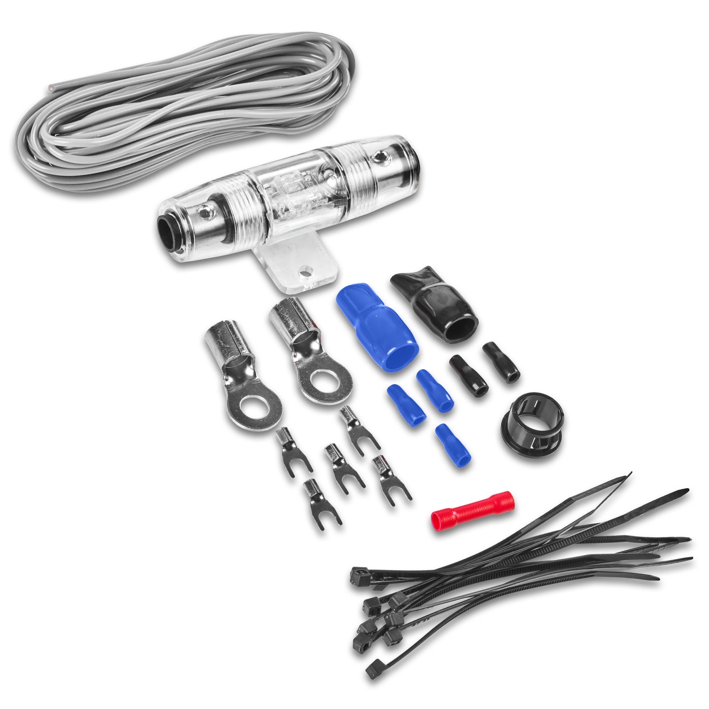 BAK42BL | 4 Gauge Premium (CCA) Copper Clad Aluminum Complete 2-Channel Amplifier Wiring Kit with RCA