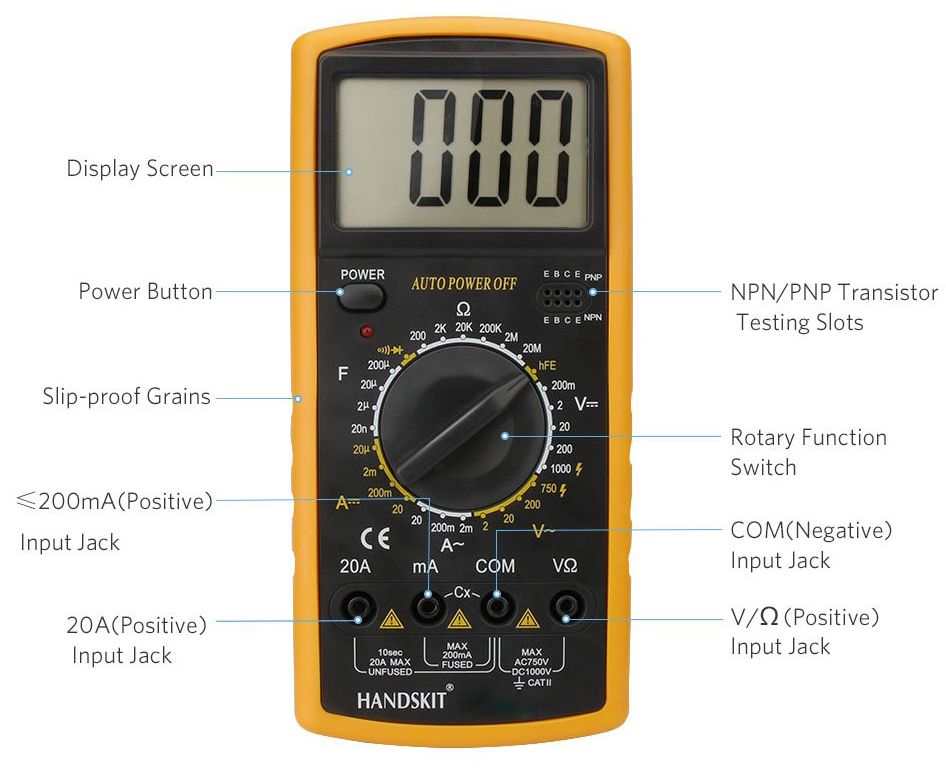 BAMMD3 | Nine Function Digital Multimeter with 18 Gauge Test Leads