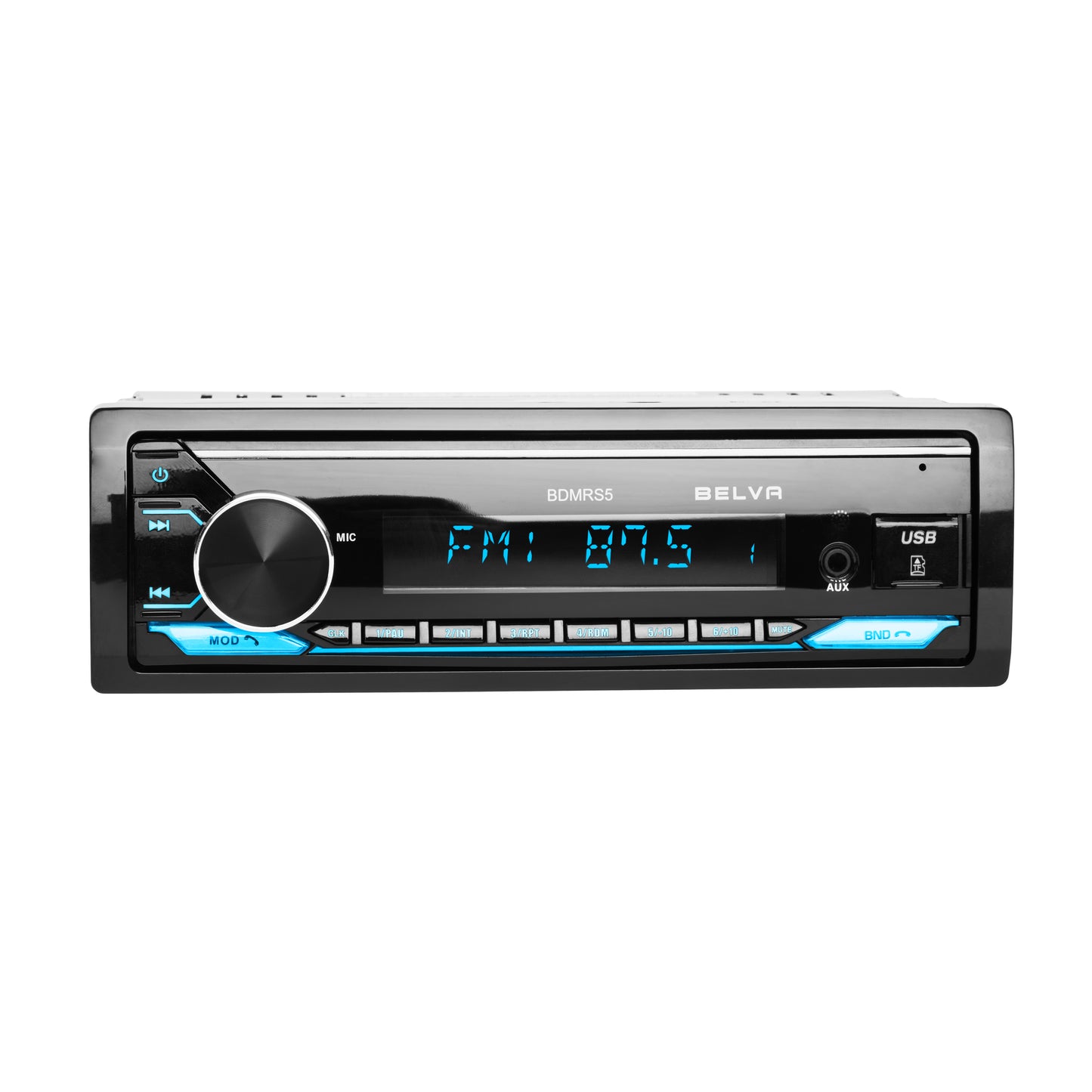 BDMRS5 | Single DIN Bluetooth In-Dash Car Stereo Receiver with Front SD, USB, AUX Input and 5 Volt Preamp Outputs