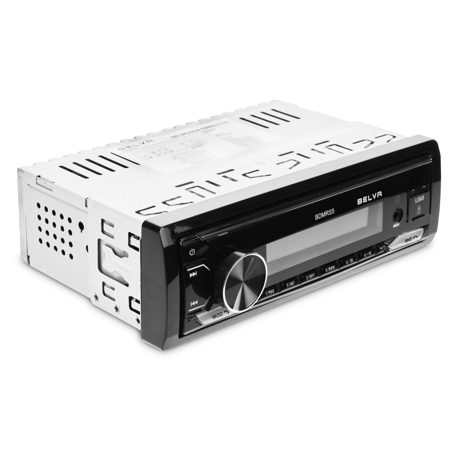 BDMRS5 | Single DIN Bluetooth In-Dash Car Stereo Receiver with Front SD, USB, AUX Input and 5 Volt Preamp Outputs