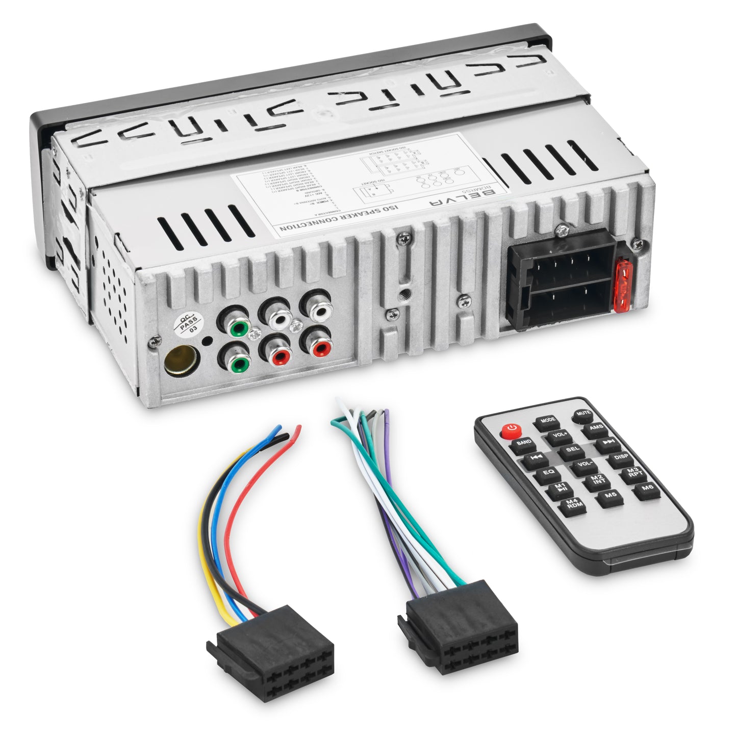 BDMRS5 | Single DIN Bluetooth In-Dash Car Stereo Receiver with Front SD, USB, AUX Input and 5 Volt Preamp Outputs