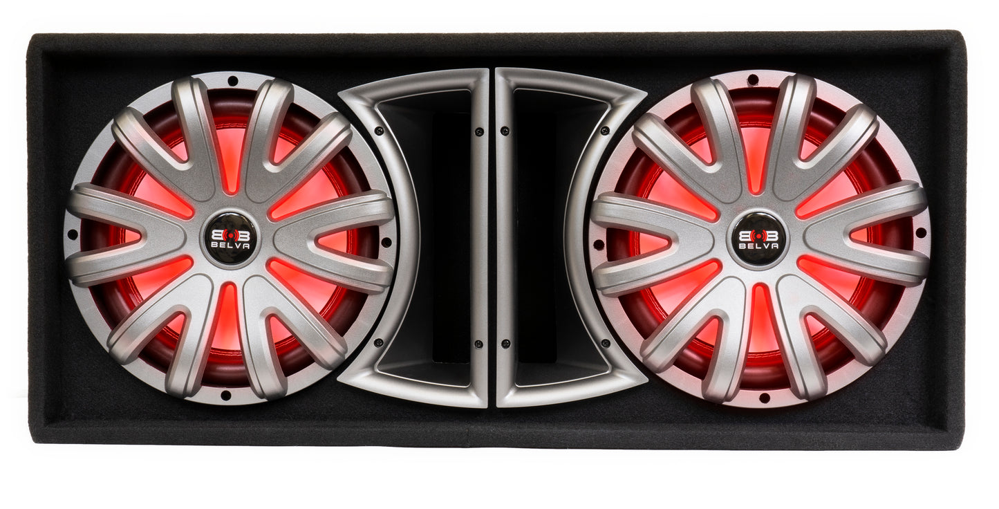 BLB212LED | 1500W Peak Dual 12" Loaded Ported Subwoofer Enclosure w/ Multi-Color LED and Remote