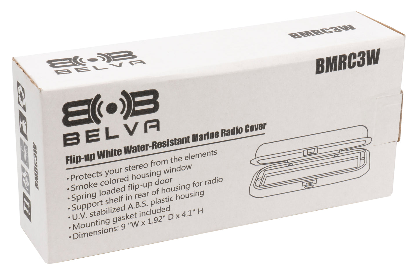 BMRC3W | Flip-up White Marine Radio Cover / Splash Guard