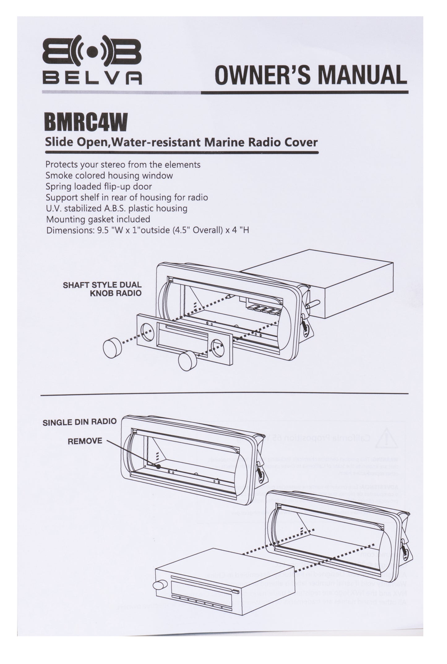 BMRC4W | Slide Open White Marine Radio Cover / Splash Guard