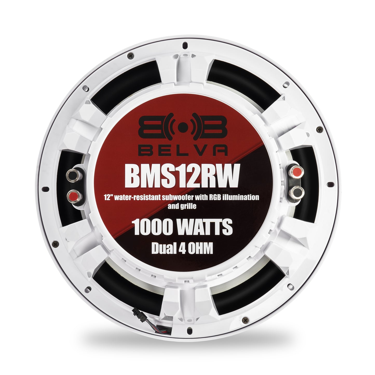 BMS12RW 1000W Peak (400W RMS) 12" Marine Subwoofer with Multi-color LED Lighting