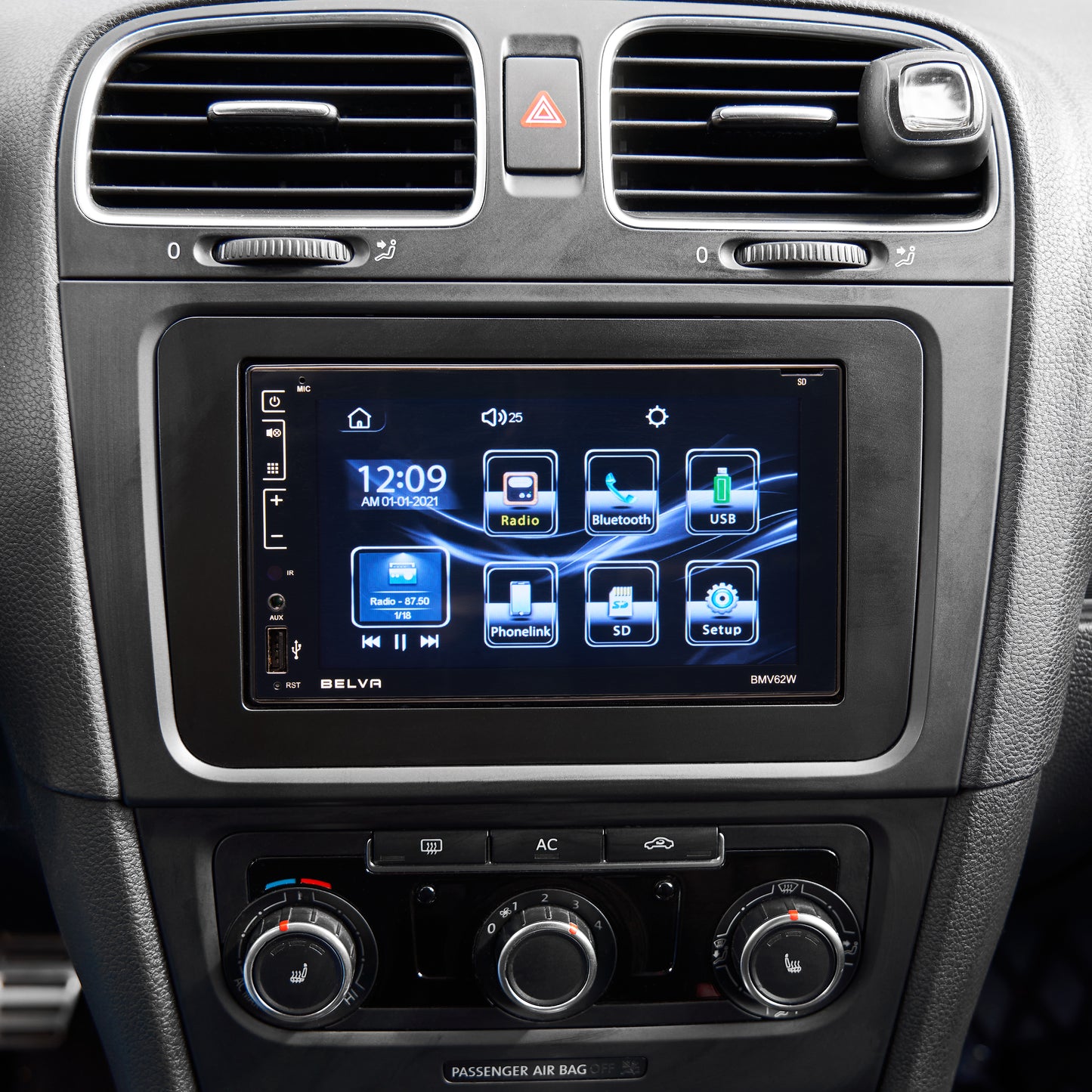 BMV62W | 6.2" Double DIN Touchscreen Bluetooth Car Stereo Receiver with Apple CarPlay, Android Auto and Phone Mirroring