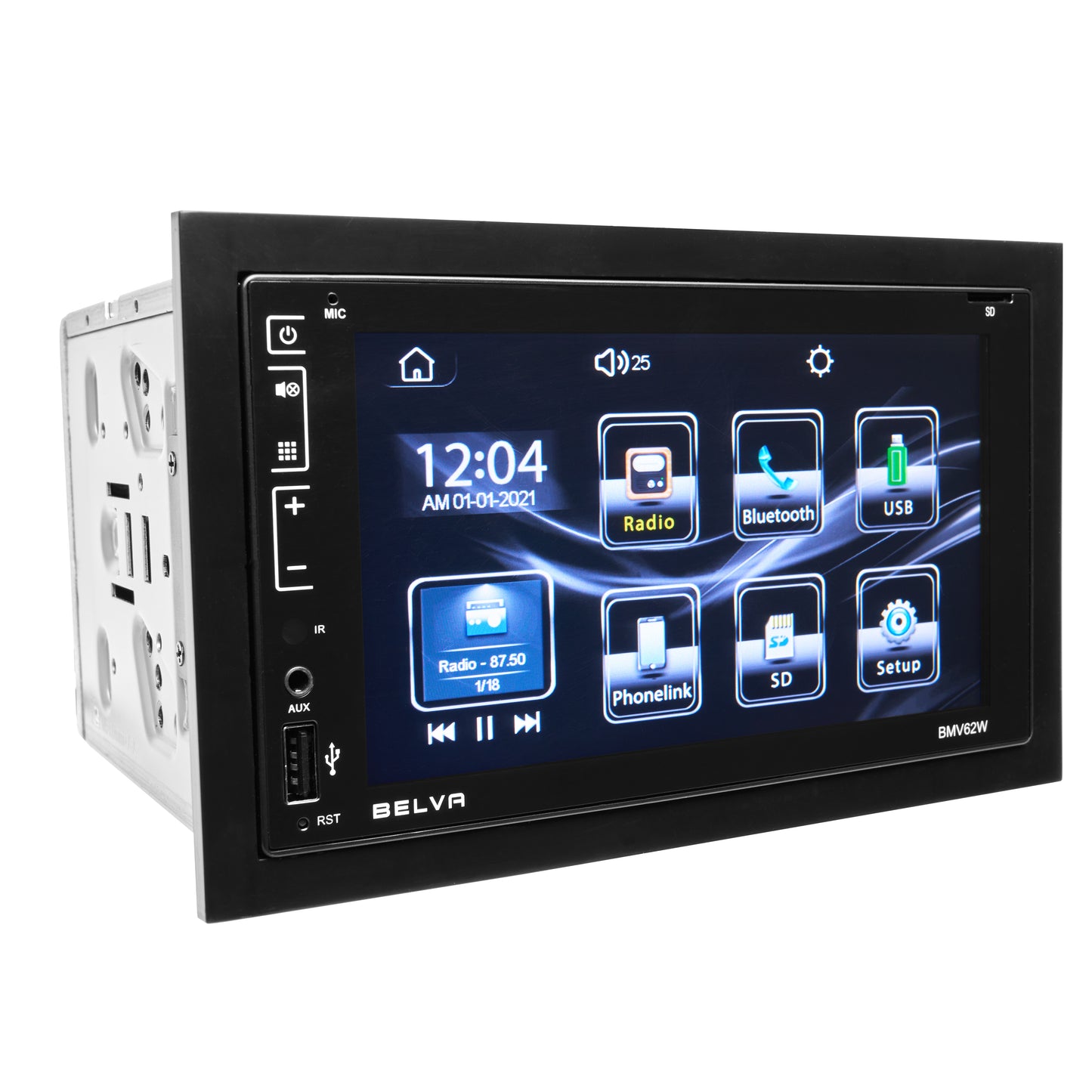 BMV62W | 6.2" Double DIN Touchscreen Bluetooth Car Stereo Receiver with Apple CarPlay, Android Auto and Phone Mirroring