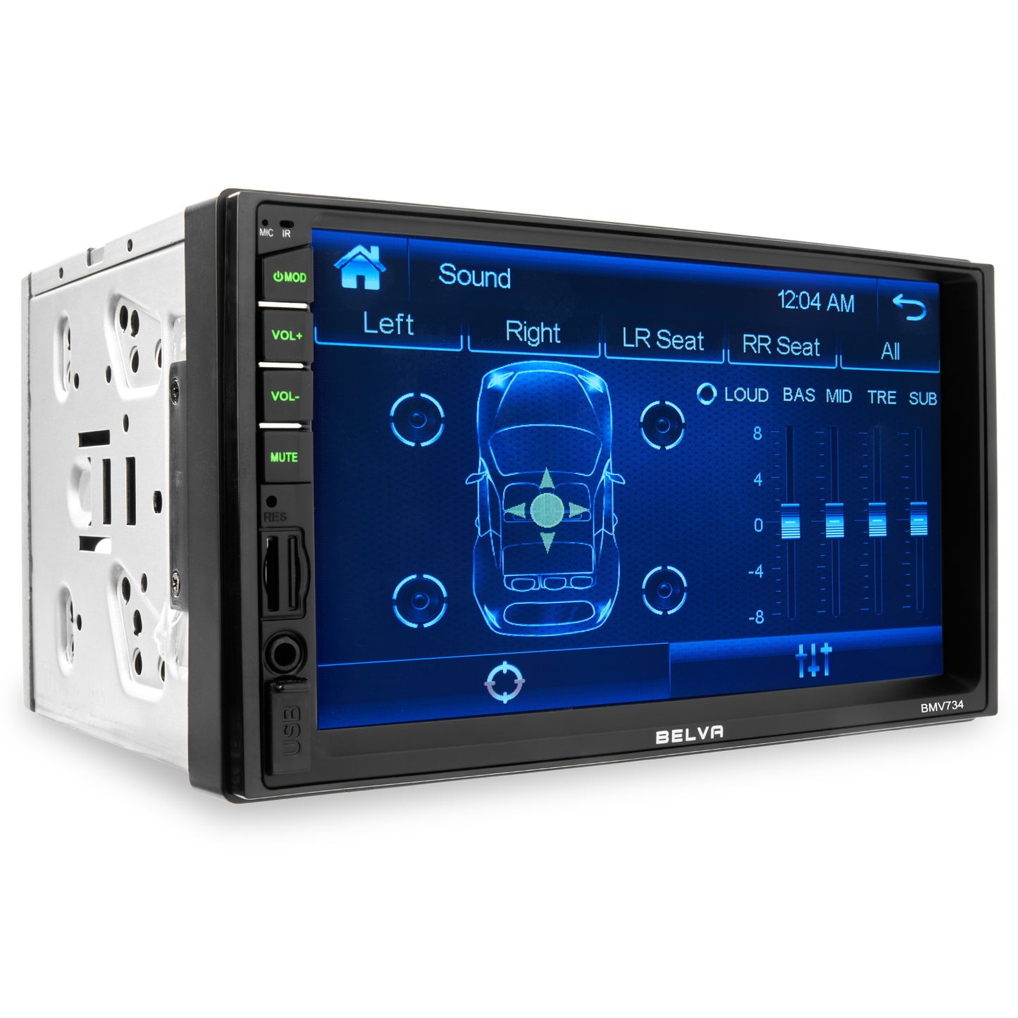 BMV734 7" Double DIN Touchscreen Mechless Car Stereo Receiver with Bluetooth and Phone Mirroring