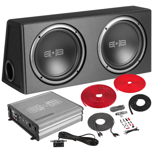 BPKG210v2 | 1000W Peak Dual 10" Loaded Ported Subwoofer Package with Amplifier & Wiring Kit