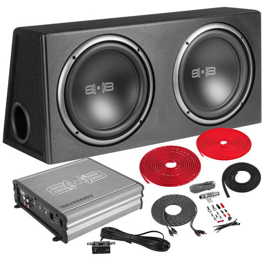 BPKG212v2 | 1200W Peak Dual 12" Loaded Ported Subwoofer Package with Amplifier & Wiring Kit
