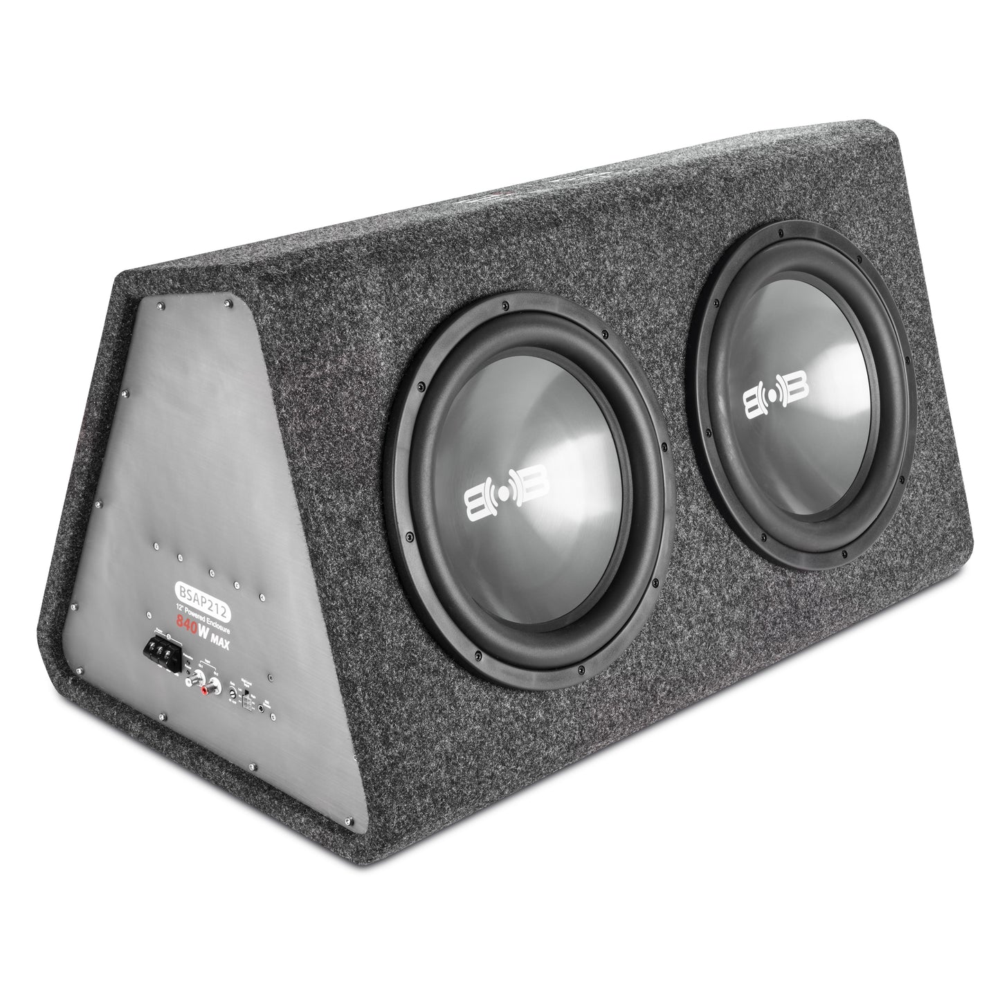 BSAP212 | 840W Peak Dual 12" Loaded Amplified Ported Subwoofer Enclosure with Remote Bass Knob