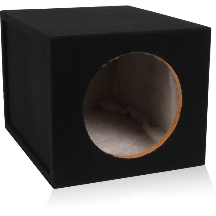 MDFS1012 | Single 10" Sealed 3/4" MDF Black Carpeted Enclosure (1.2 cubic ft)