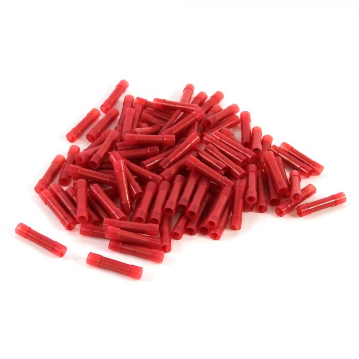 BBC22R | 100 Pack of 22/18 Gauge Red Nylon Butt Connectors