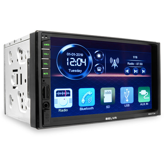 BMV734 7" Double DIN Touchscreen Mechless Car Stereo Receiver with Bluetooth and Phone Mirroring