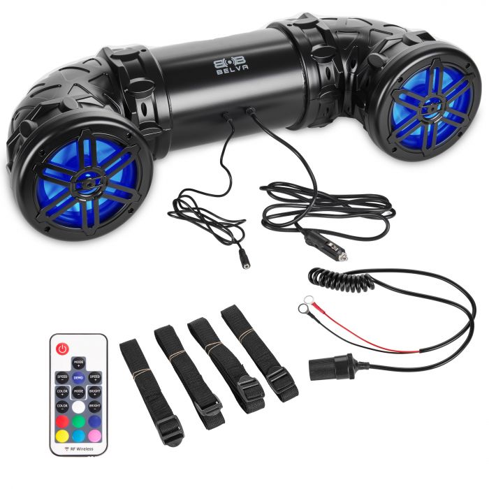 BPS6RGB 400W Peak (200W RMS) Dual 6.5" Bluetooth ATV Powersports Amplified Sound System with LED Lights