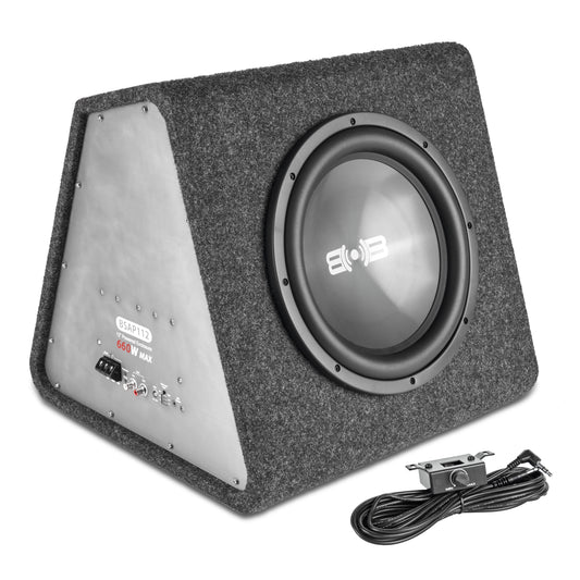 BSAP112 | 660W Peak Single 12" Loaded Amplified Ported Subwoofer Enclosure with Remote Bass Knob