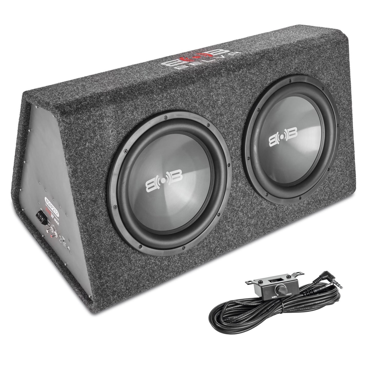 BSAP212 | 840W Peak Dual 12" Loaded Amplified Ported Subwoofer Enclosure with Remote Bass Knob